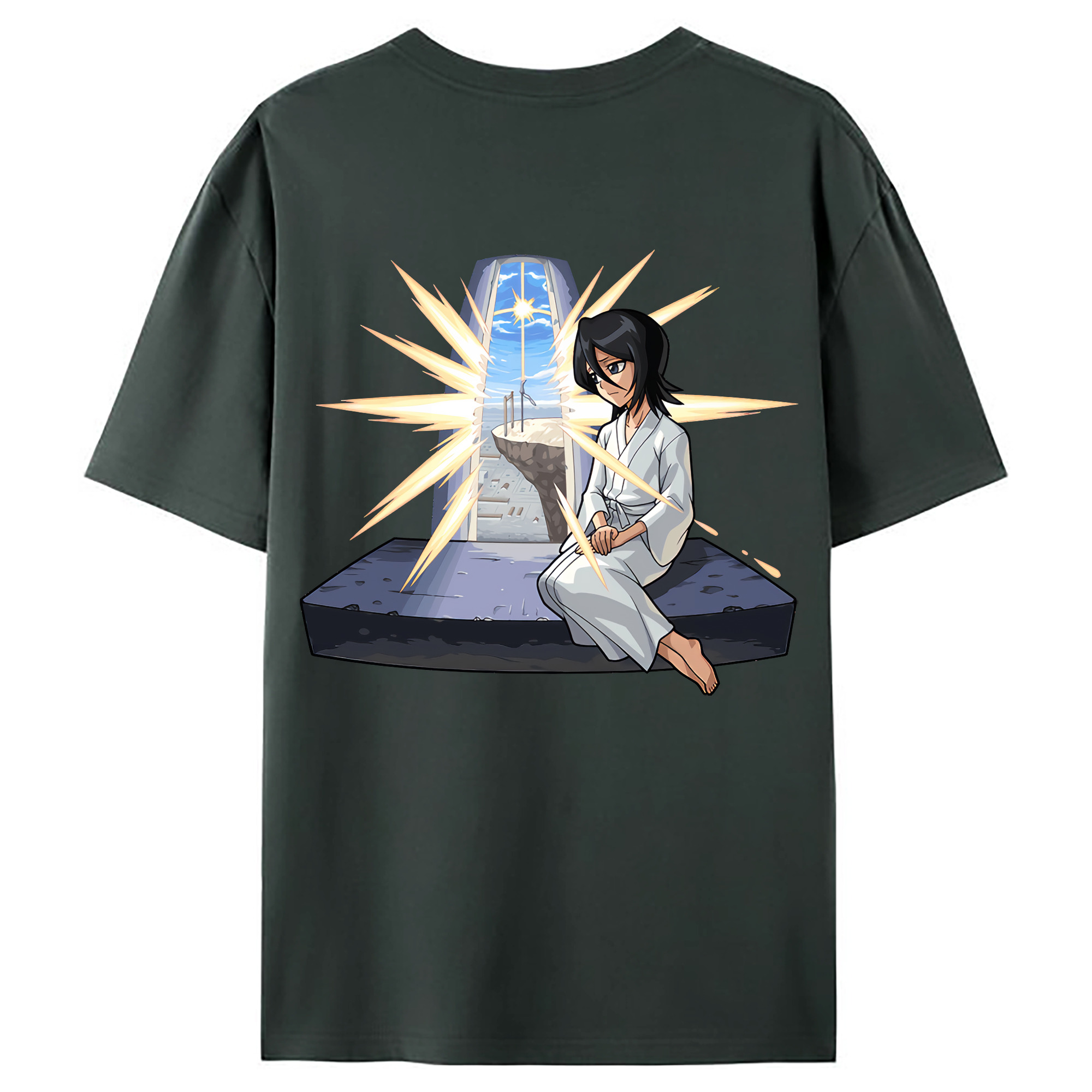 （画像用） ブリーチ 朽木ルキア BLEACH Kuchiki Rukia 綿100％ メンズ半袖Tシャツ（バックプリント） 通気性